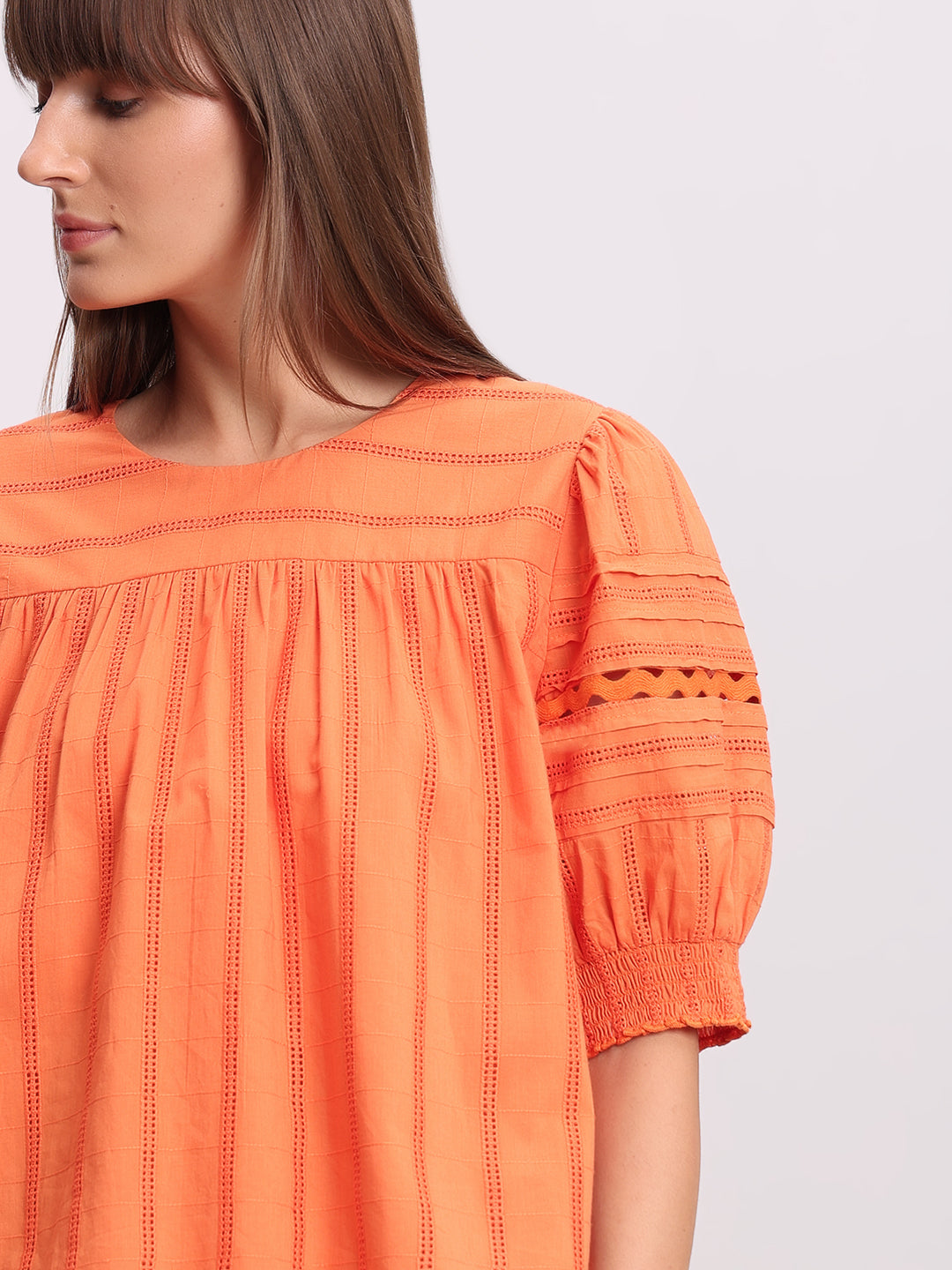 Orange Textured LACE Top