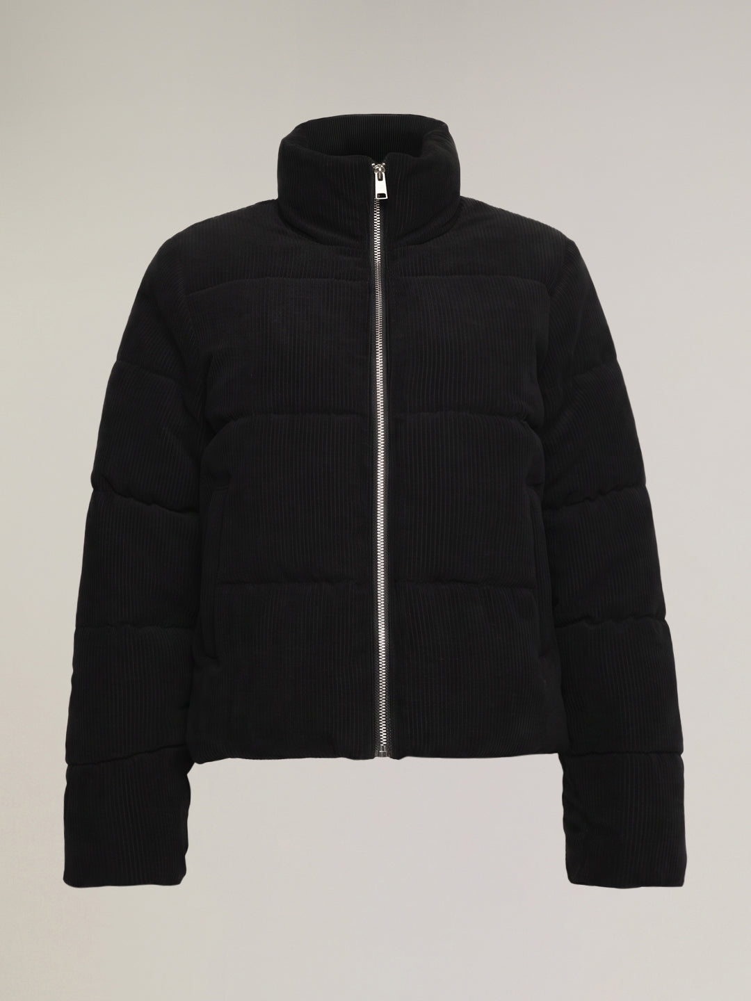 Black corduroy puffer jacket
