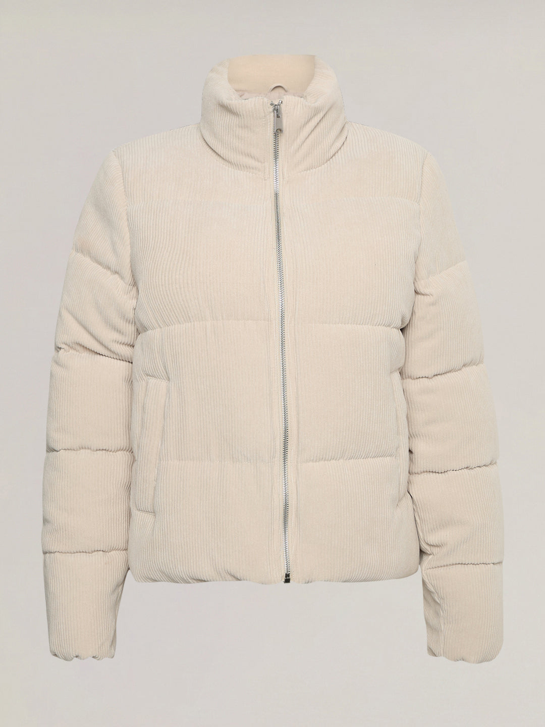 Beige corduroy puffer jacket