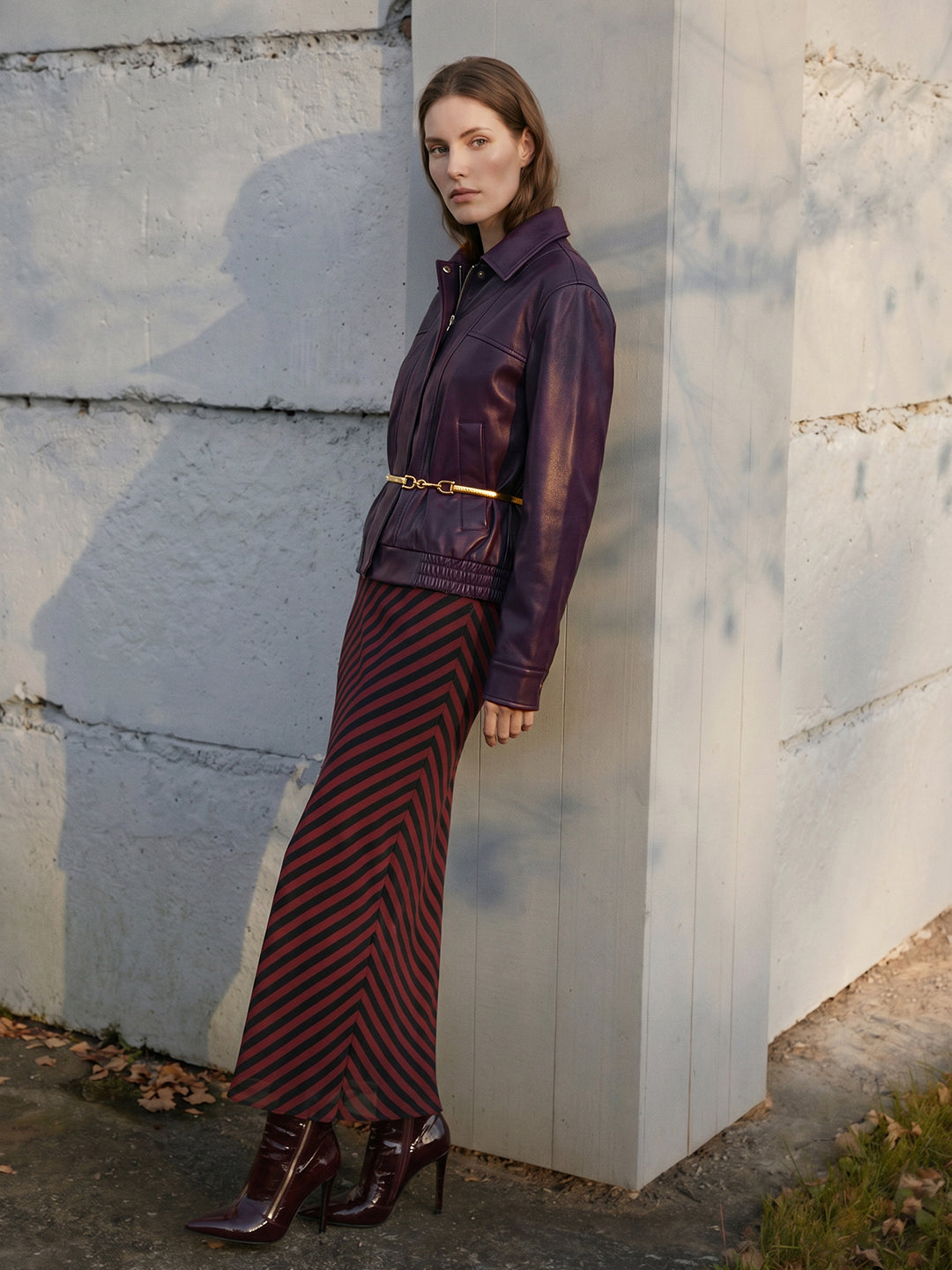 Purple Short PU Jacket