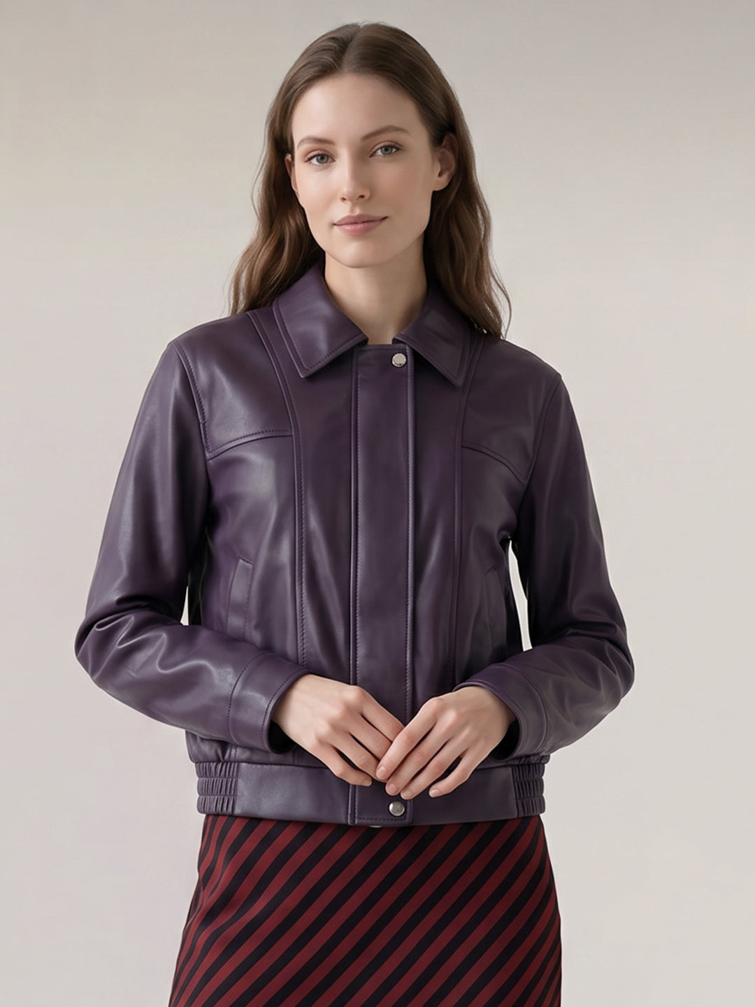 Purple Short PU Jacket