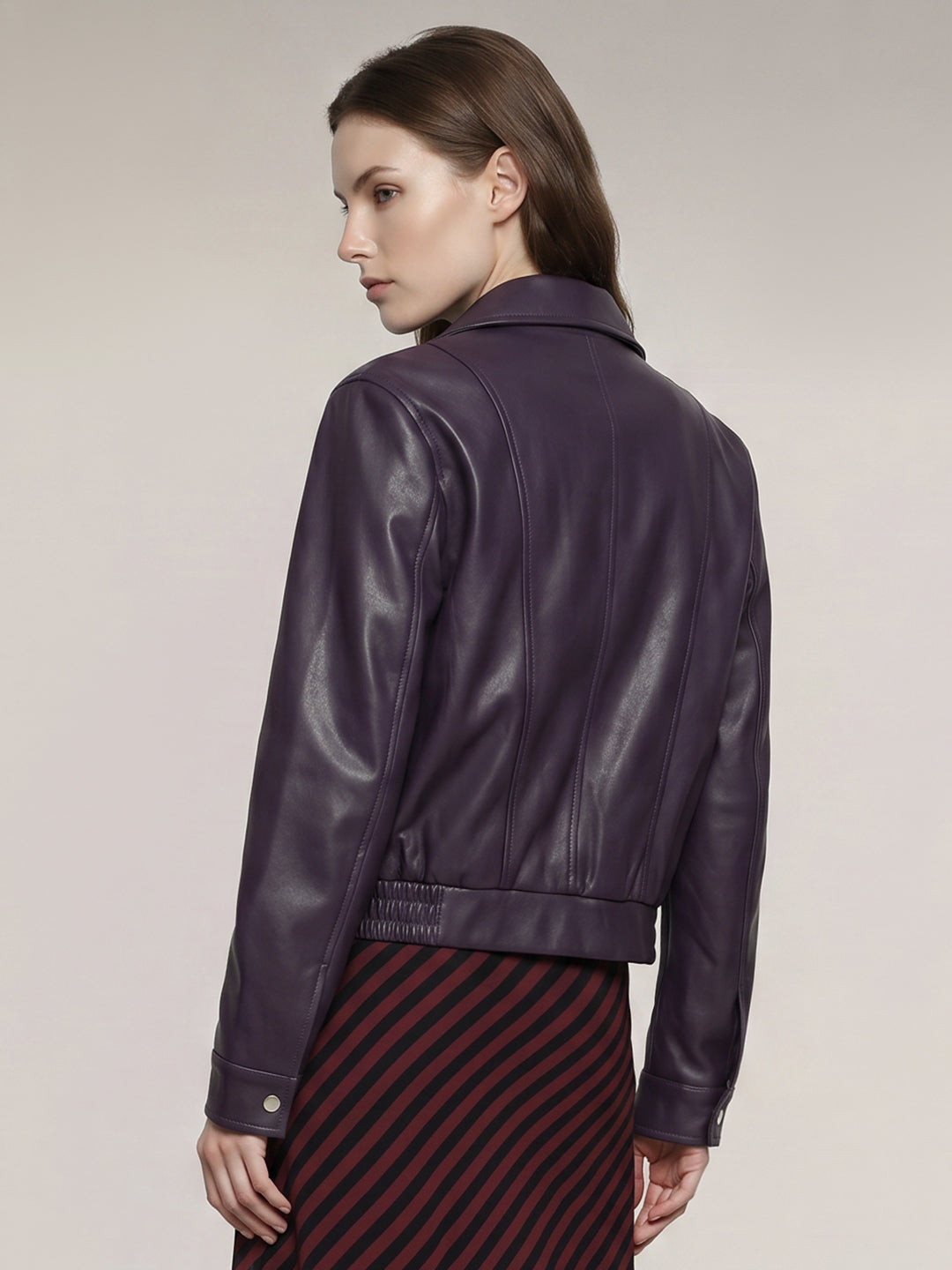 Purple Short PU Jacket