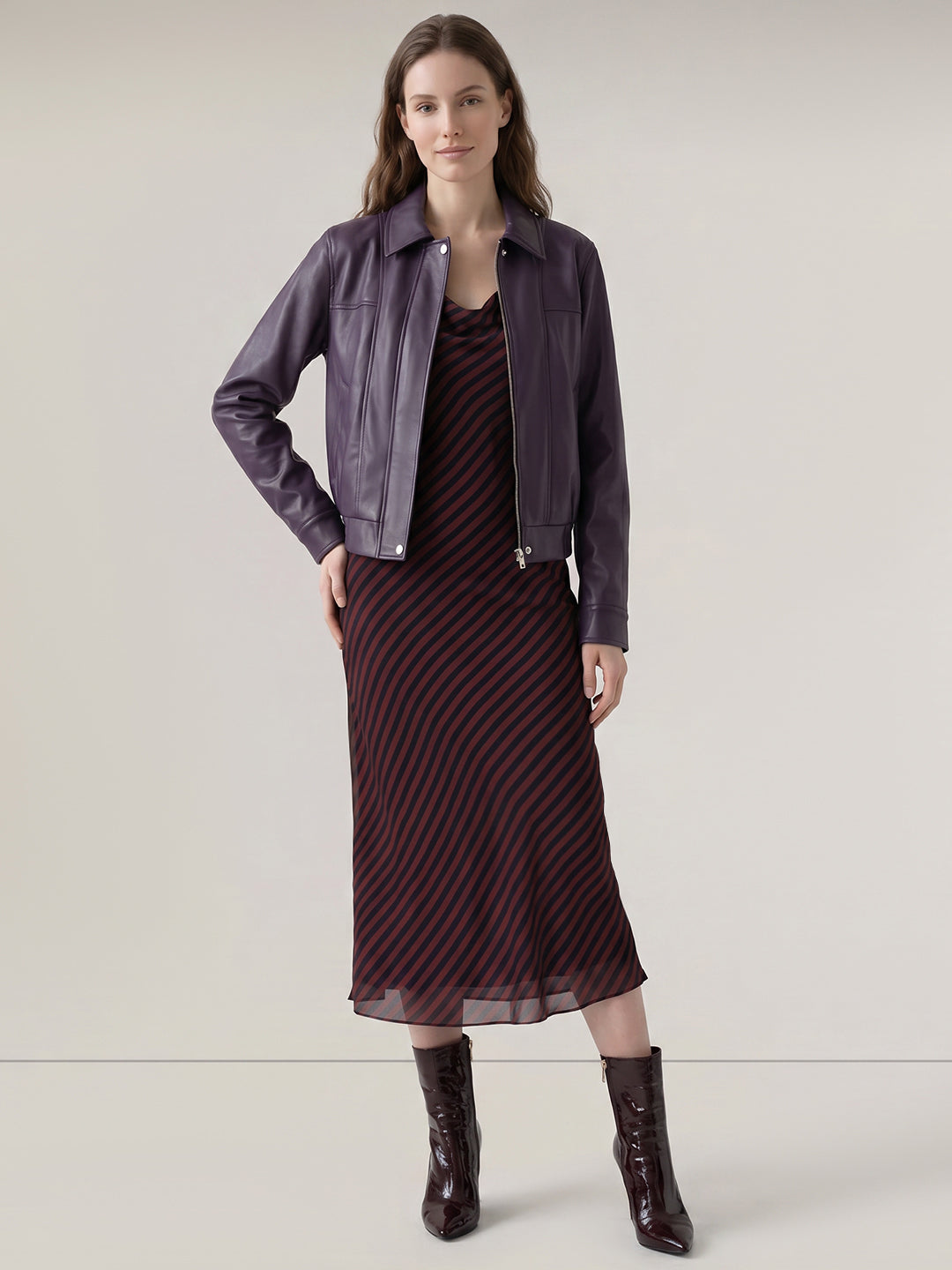 Purple Short PU Jacket