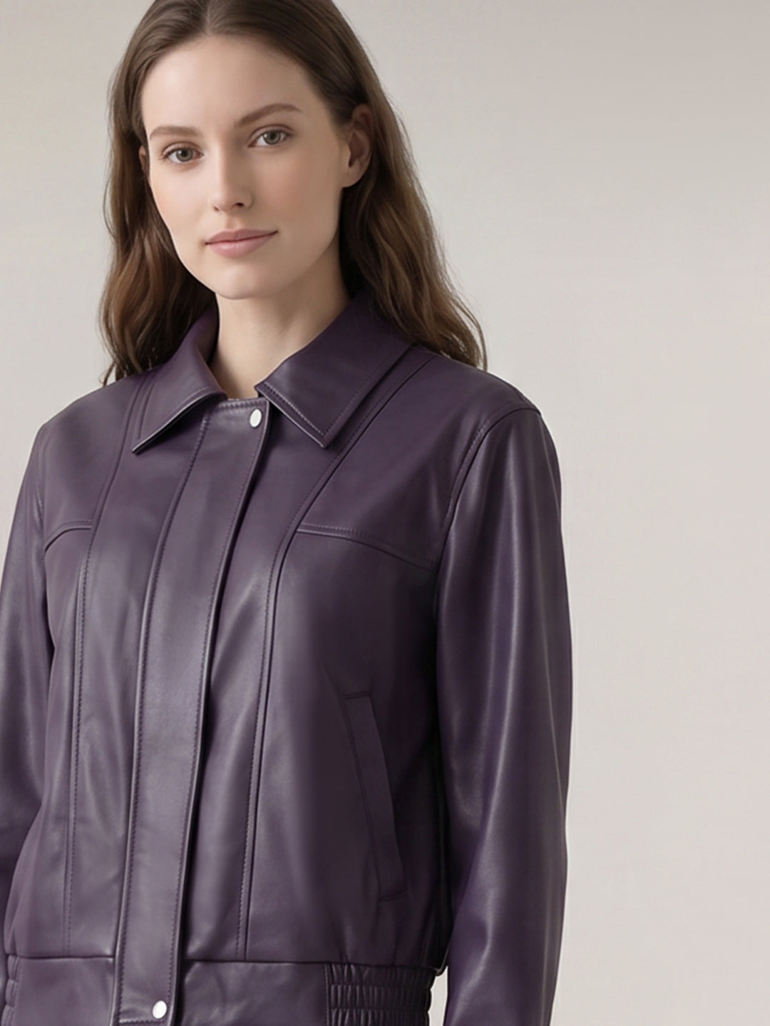 Purple Short PU Jacket