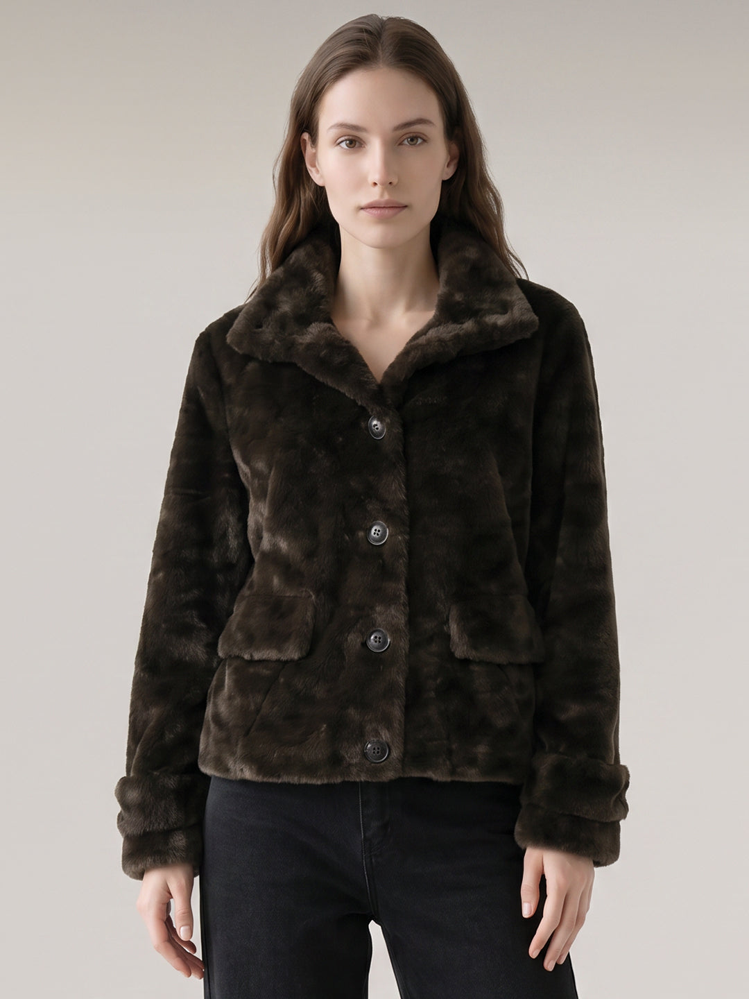 Dark Green Faux Fur Jacket