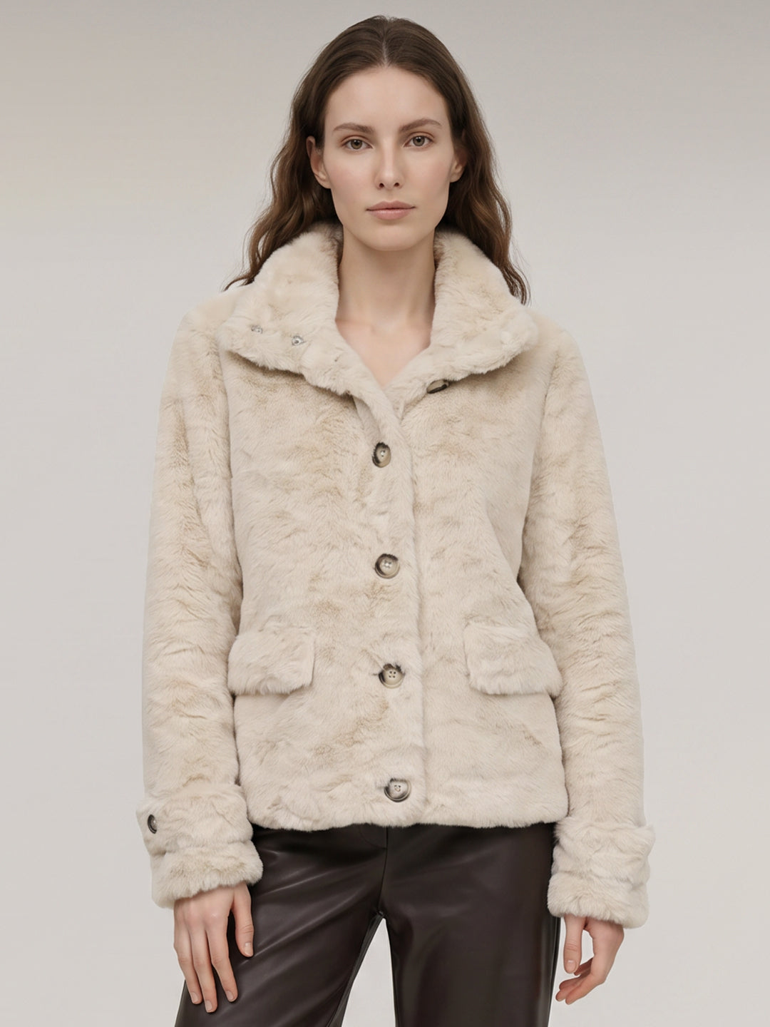 Beige Faux Fur Jacket