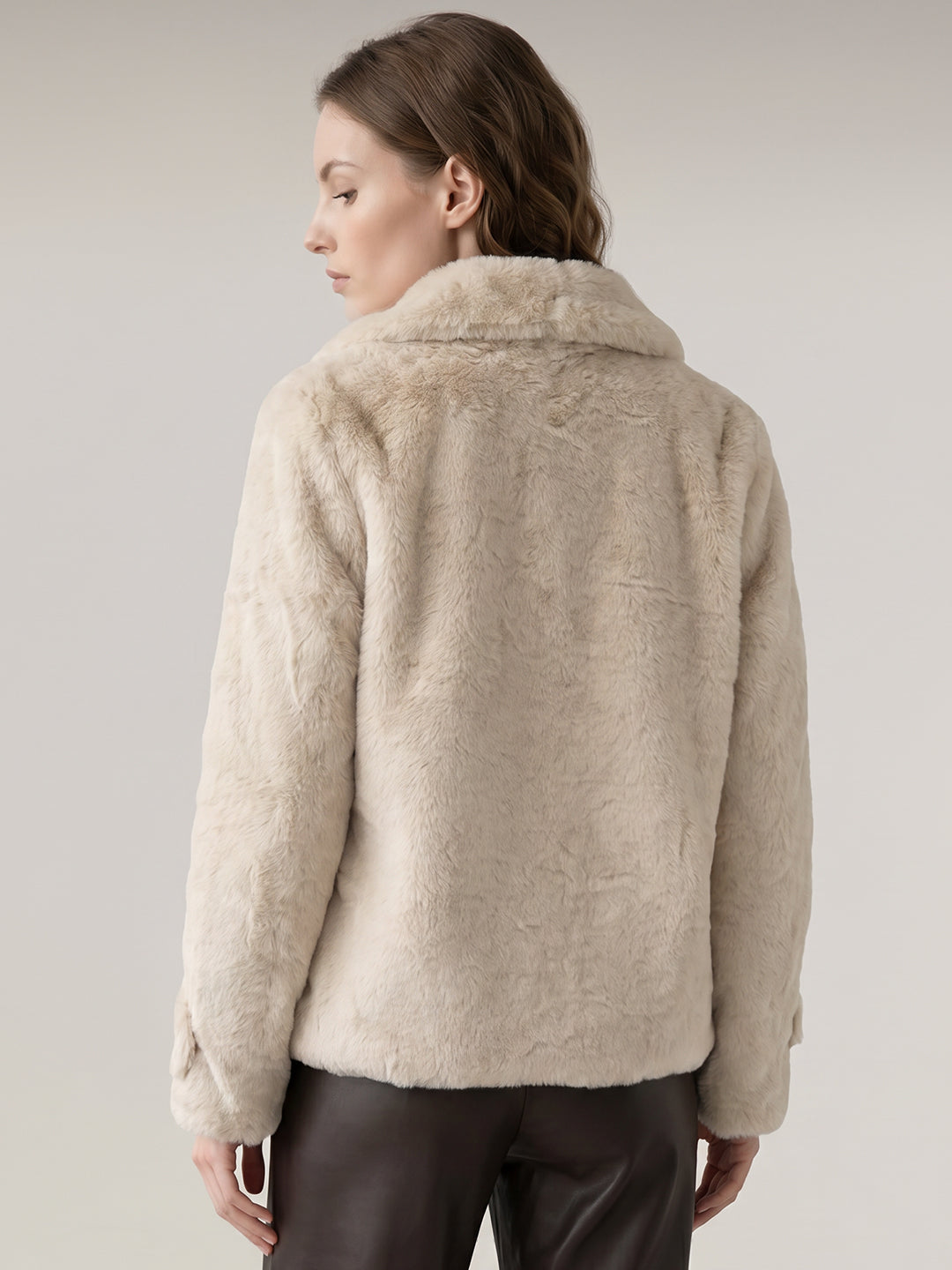Beige Faux Fur Jacket