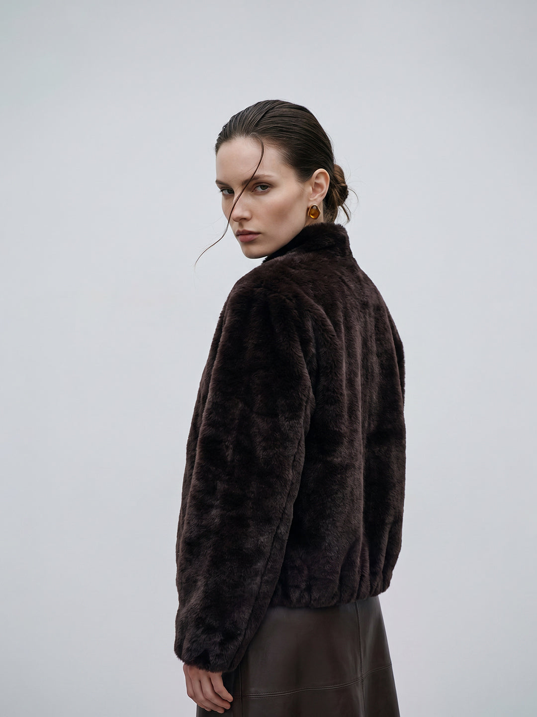 Dark Brown Faux Fur Jacket