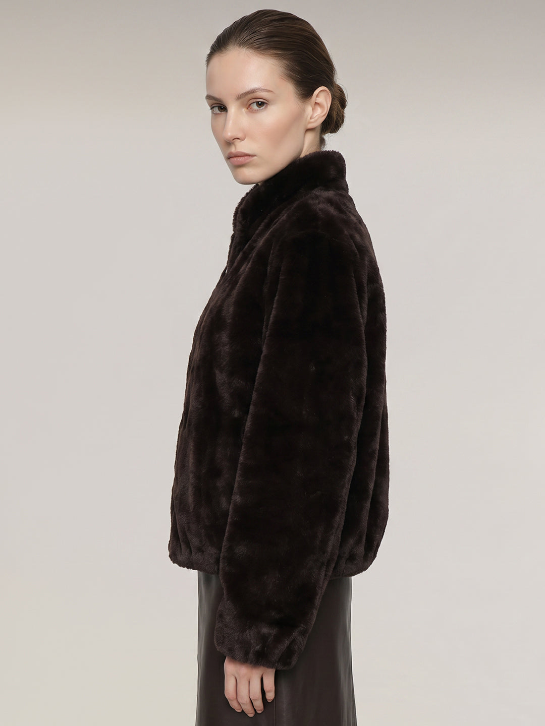 Dark Brown Faux Fur Jacket