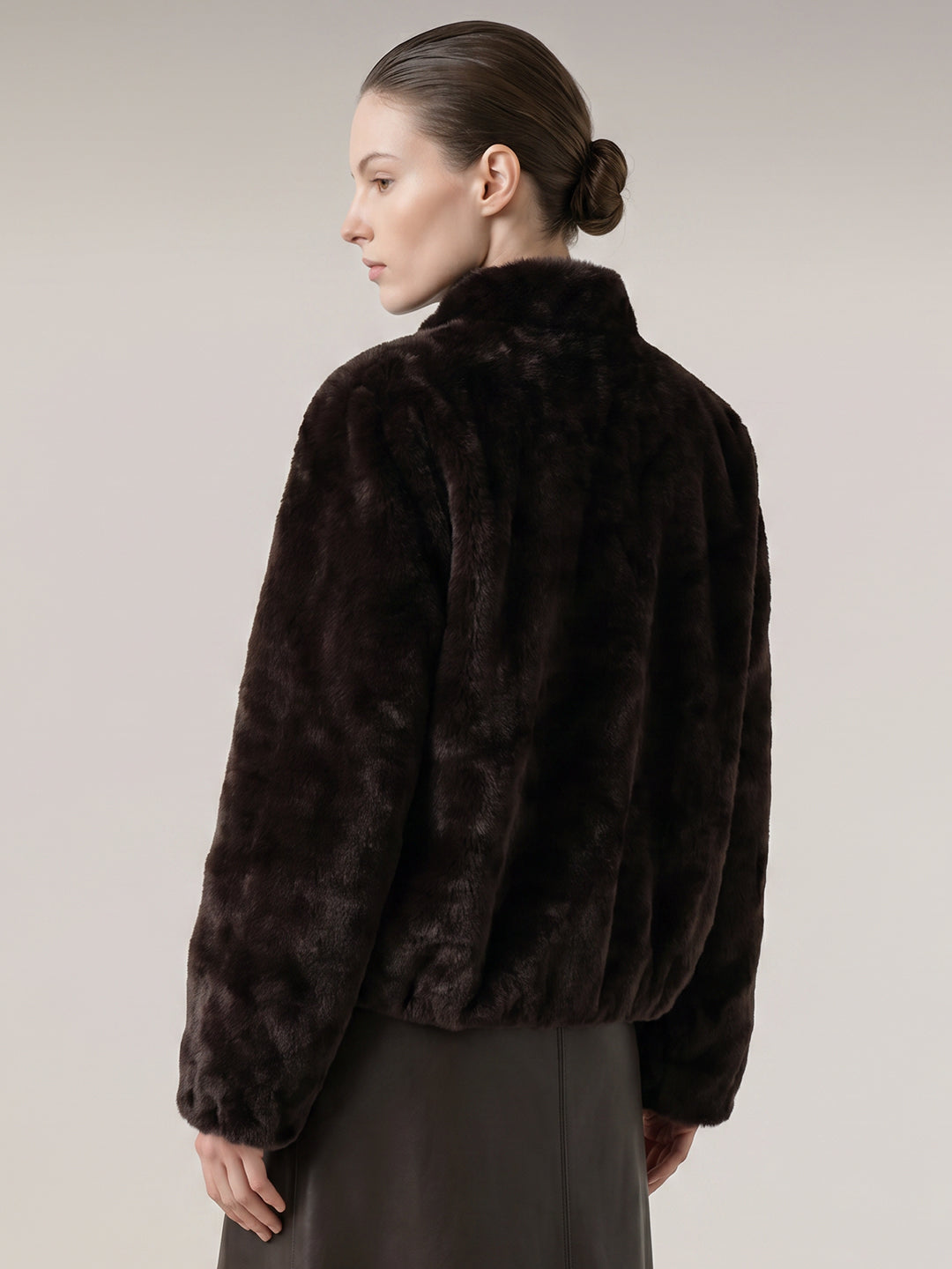Dark Brown Faux Fur Jacket