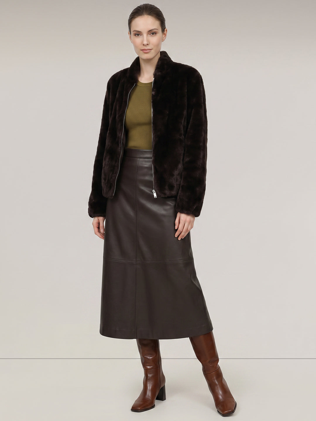 Dark Brown Faux Fur Jacket