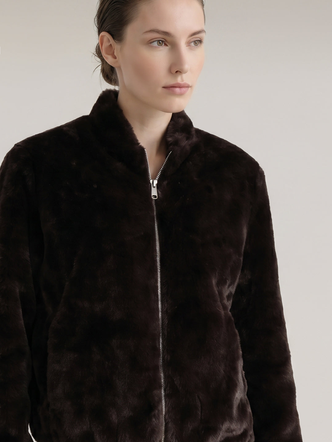 Dark Brown Faux Fur Jacket