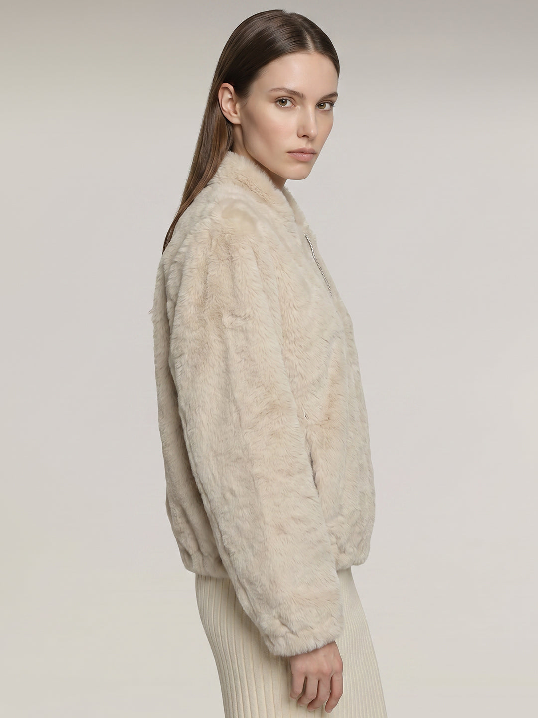 Beige Faux Fur Jacket