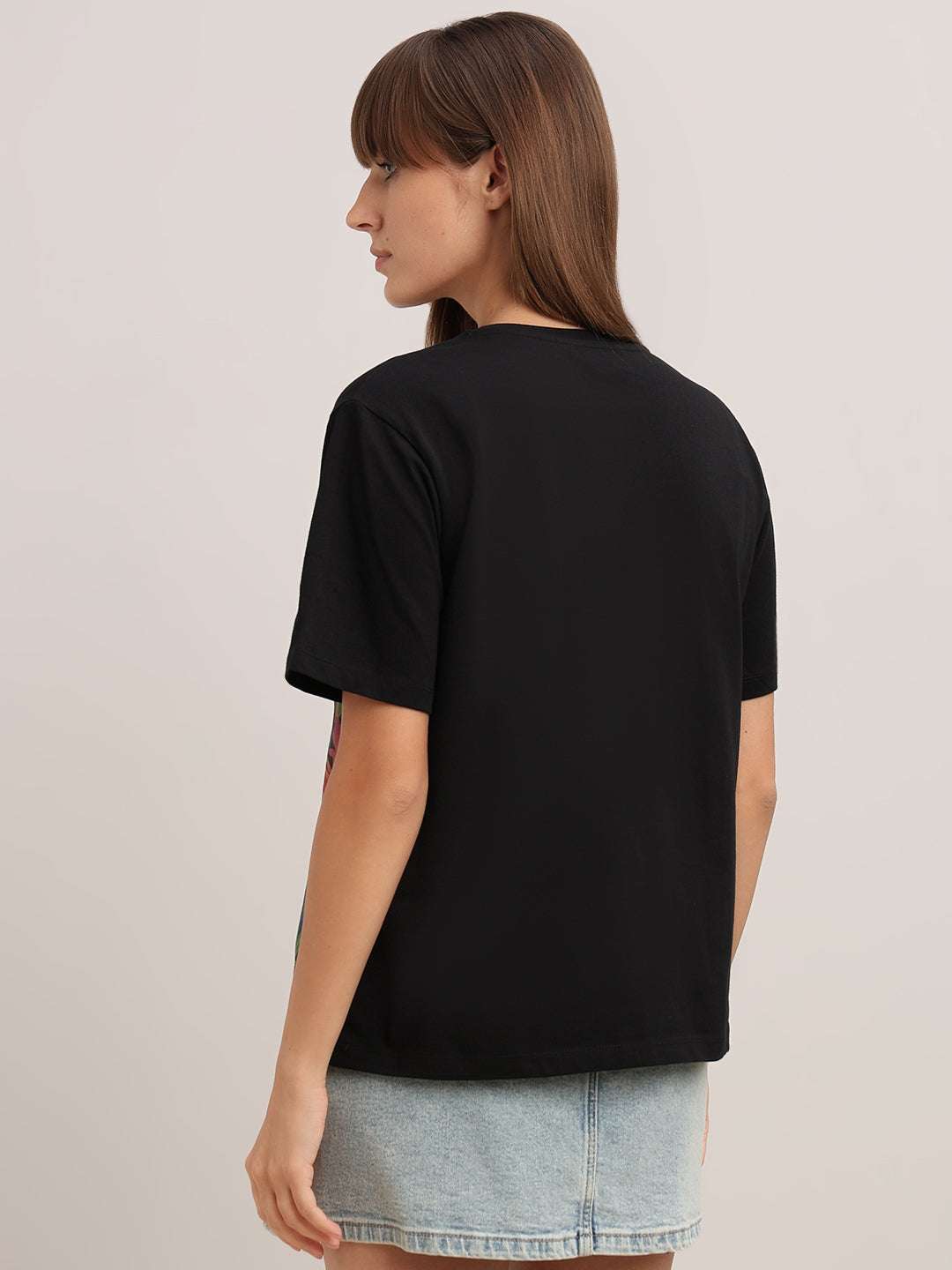 Black Printed Cotton T-shirt
