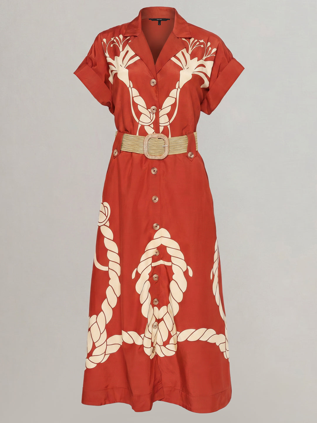 Rust Printed Shirt Dress