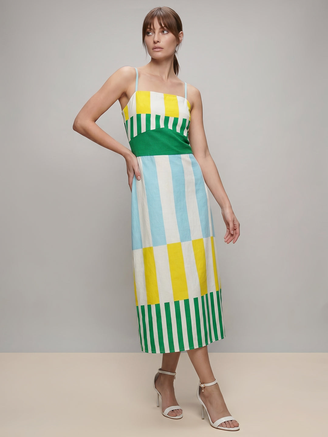 Printed Strappy Midi Dress