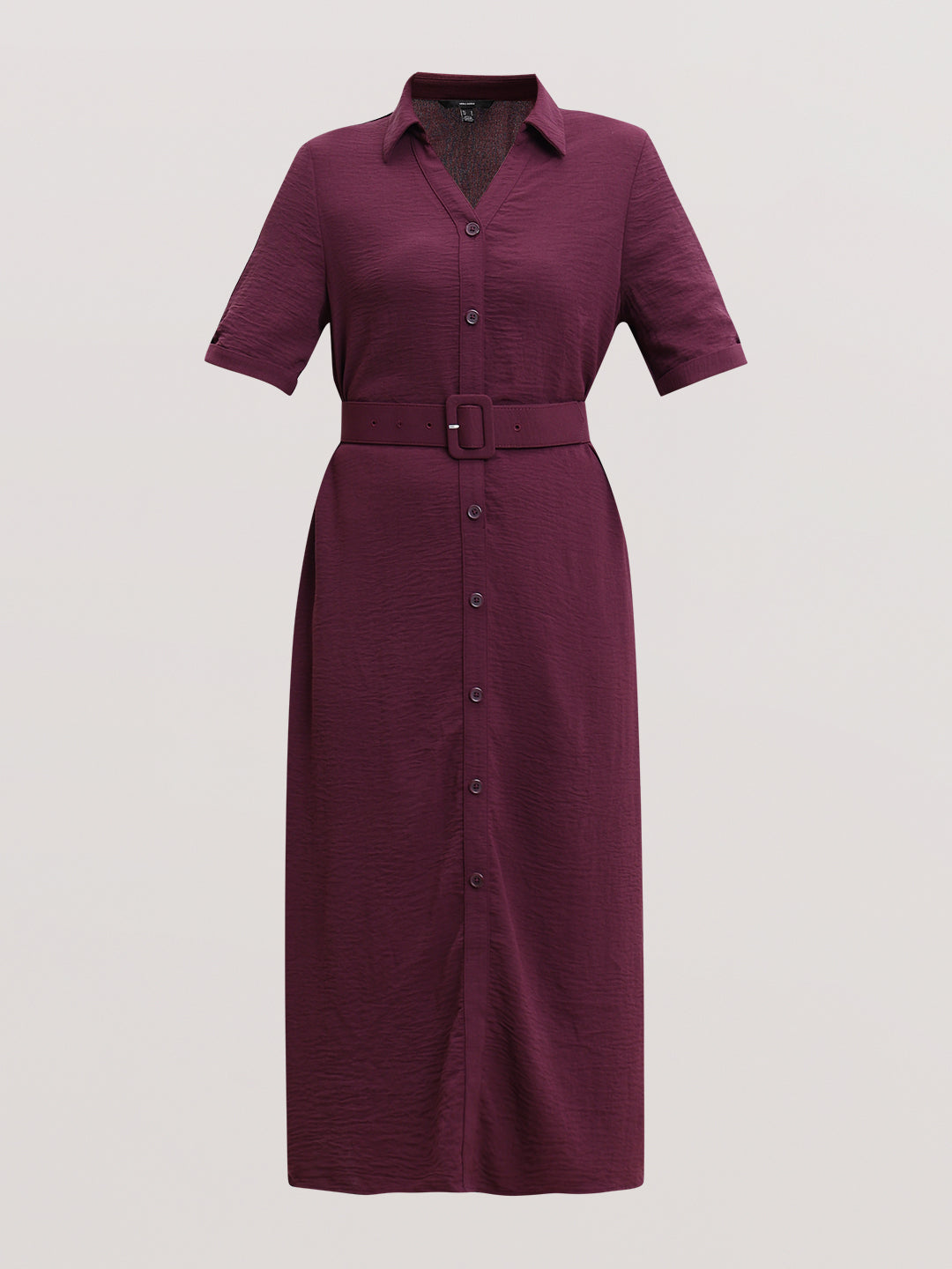 Burgundy Belted Shirt Dress