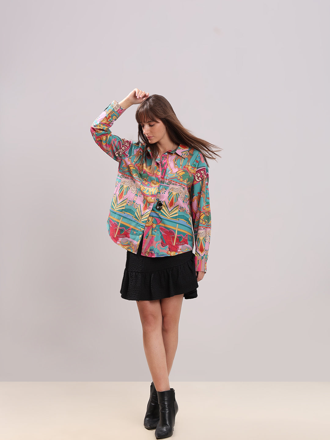 Pink Printed Cotton Shirt
