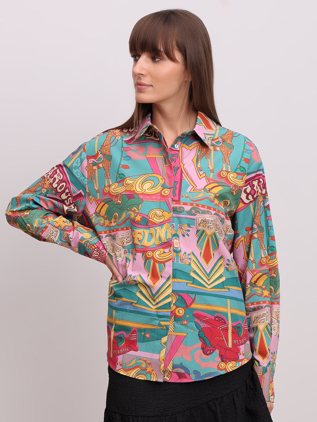 Pink Printed Cotton Shirt