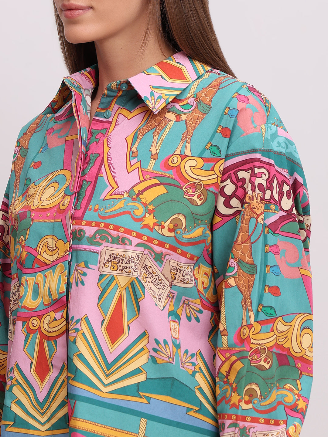 Pink Printed Cotton Shirt