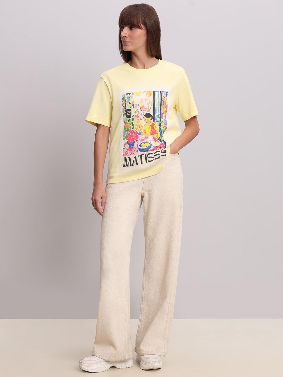 Pastel Yellow Printed T-shirt