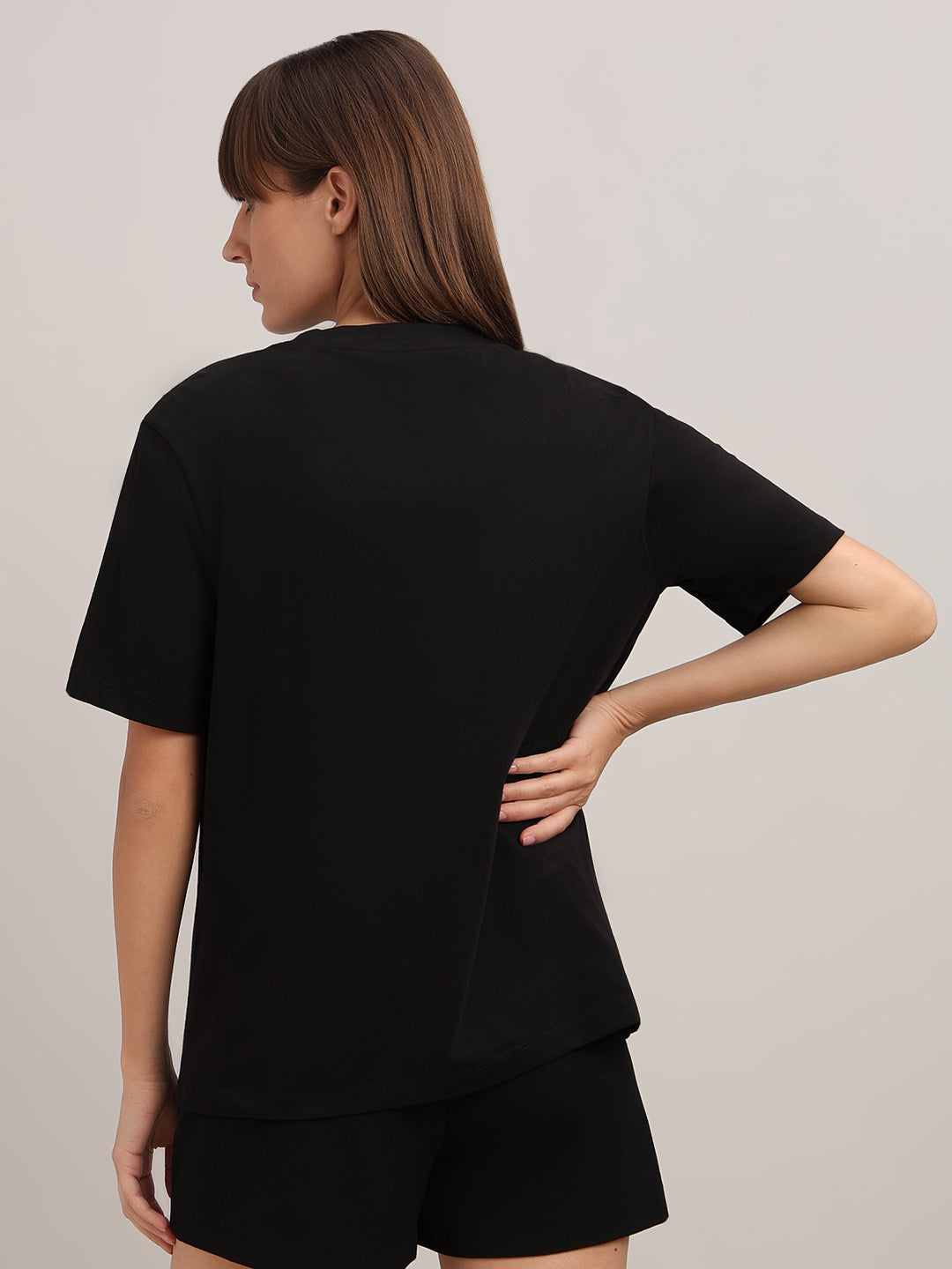 Black Embellished Cotton T-shirt
