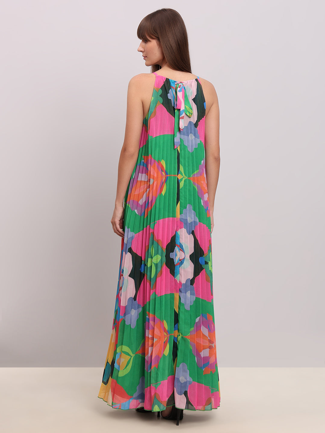 Printed Pleated Maxi Dress