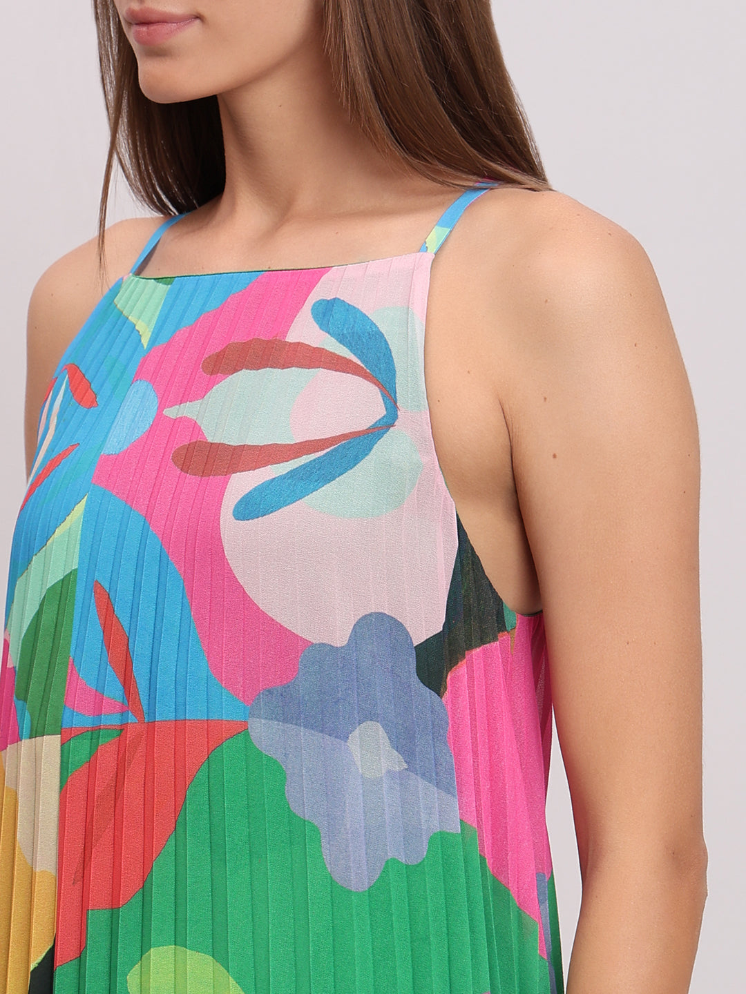 Printed Pleated Maxi Dress