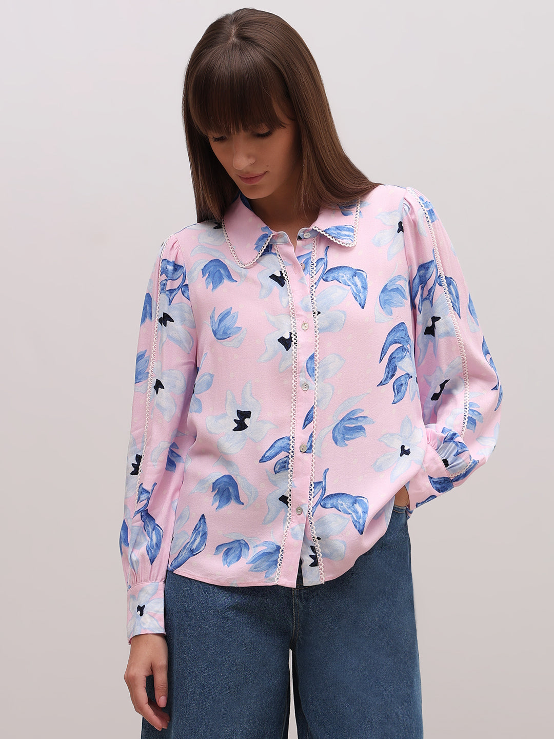 Pink Printed Rayon Shirt