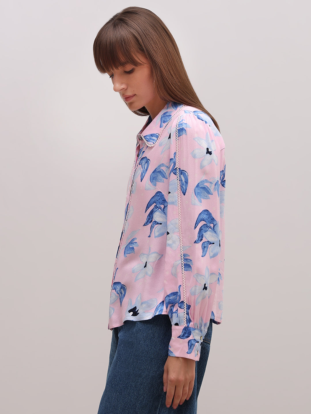 Pink Printed Rayon Shirt