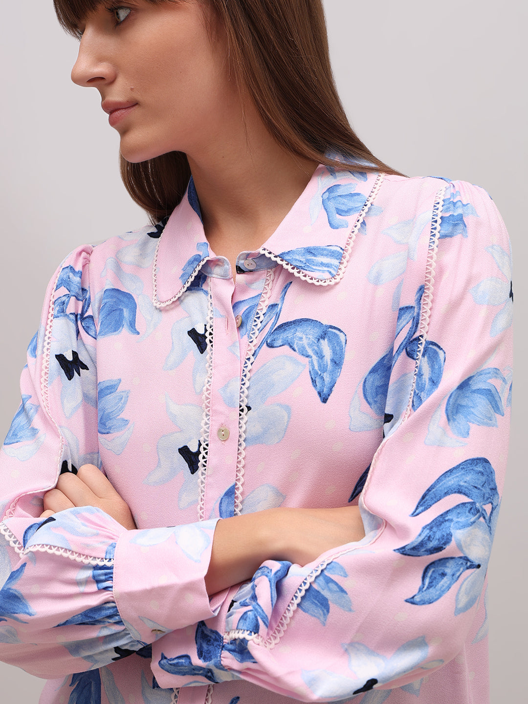 Pink Printed Rayon Shirt