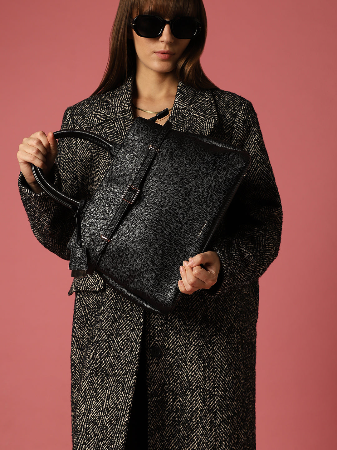 Black Pebbled Finish Tote Bag