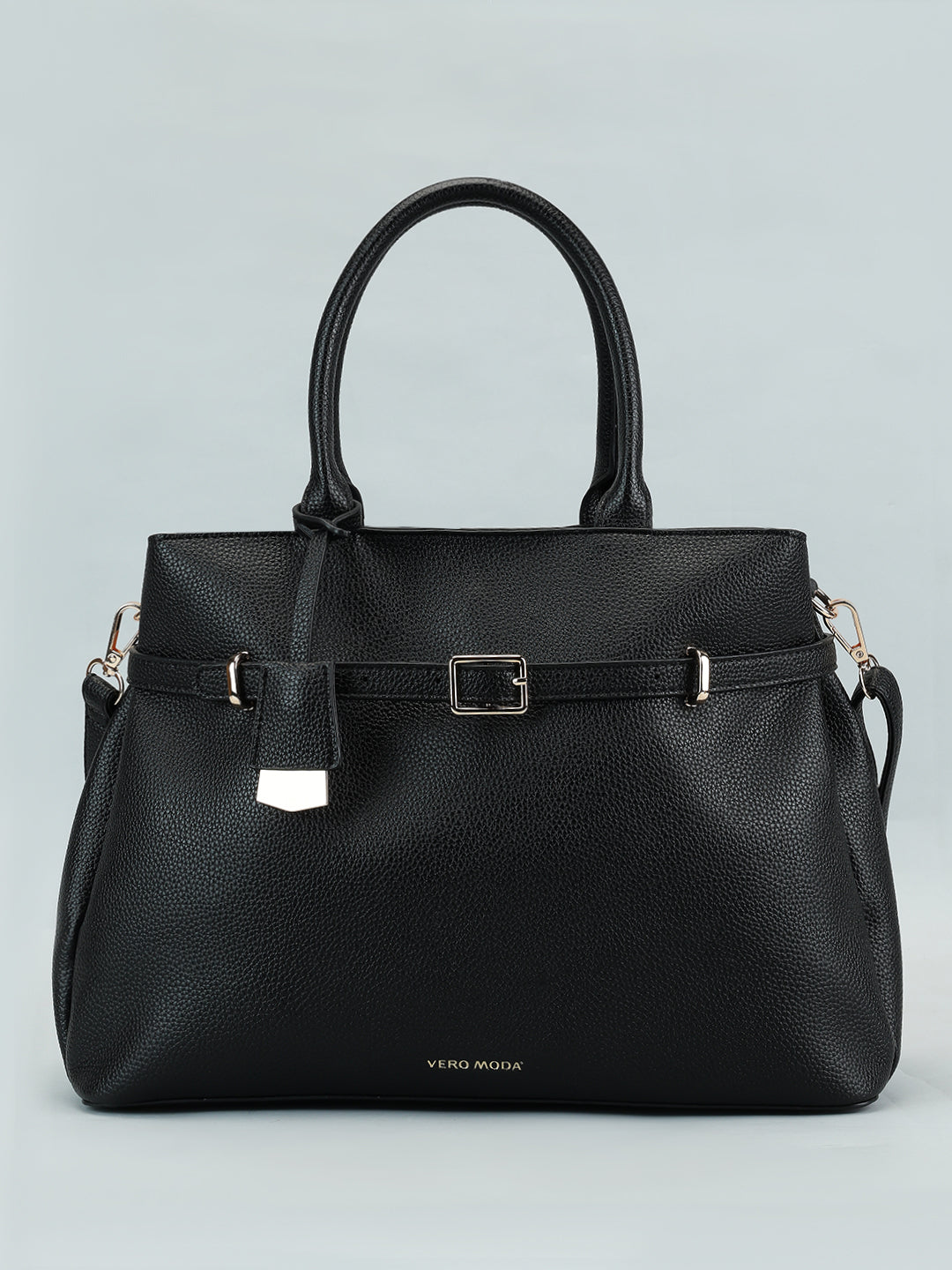 Black Pebbled Finish Tote Bag