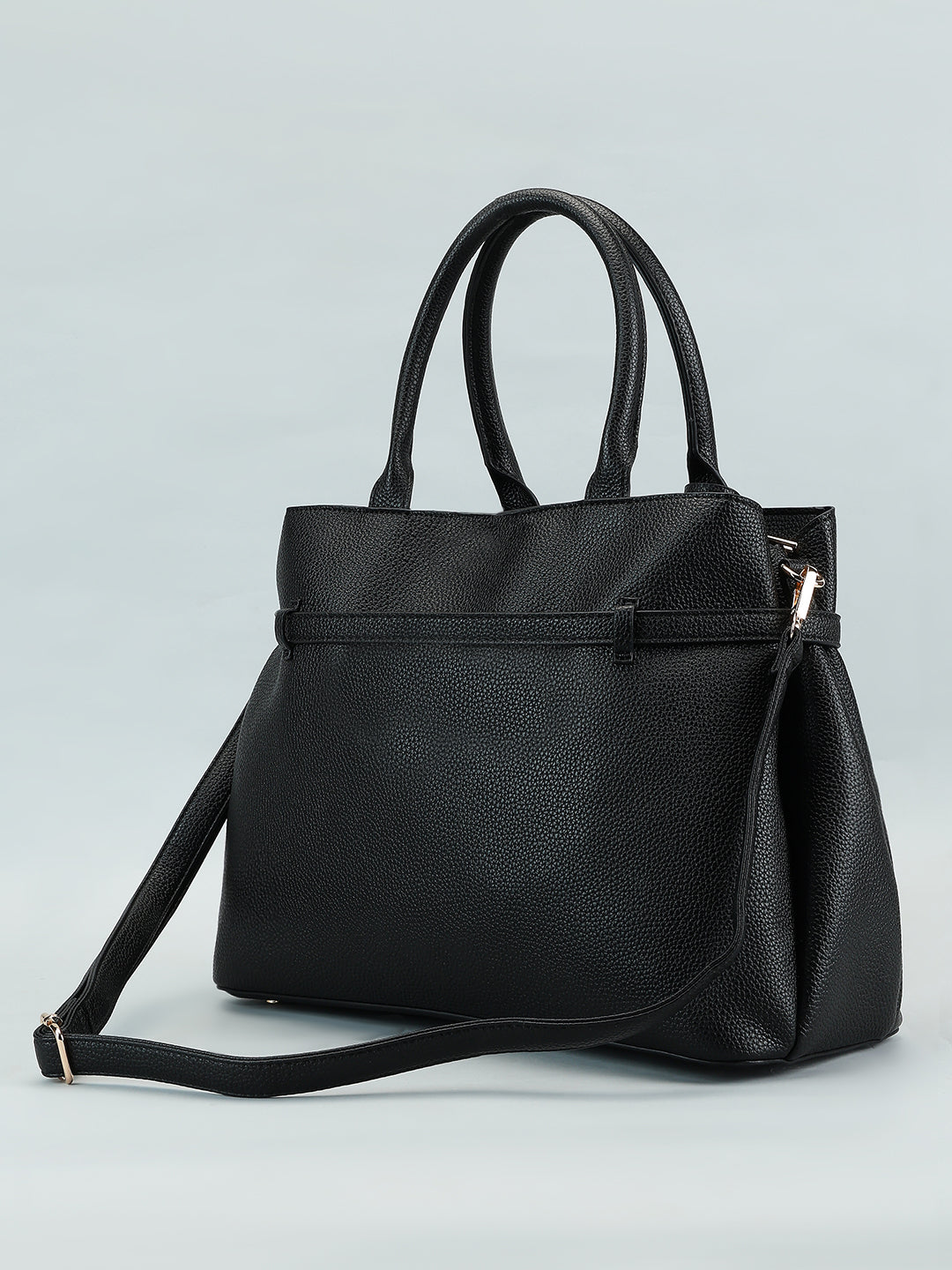 Black Pebbled Finish Tote Bag