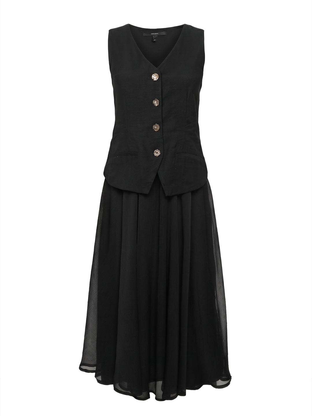 Black Pleated Waistcoat Dress