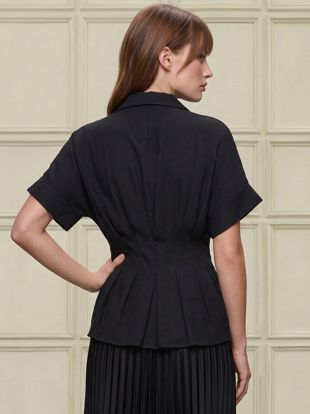 Black Cinched Waist Shirt