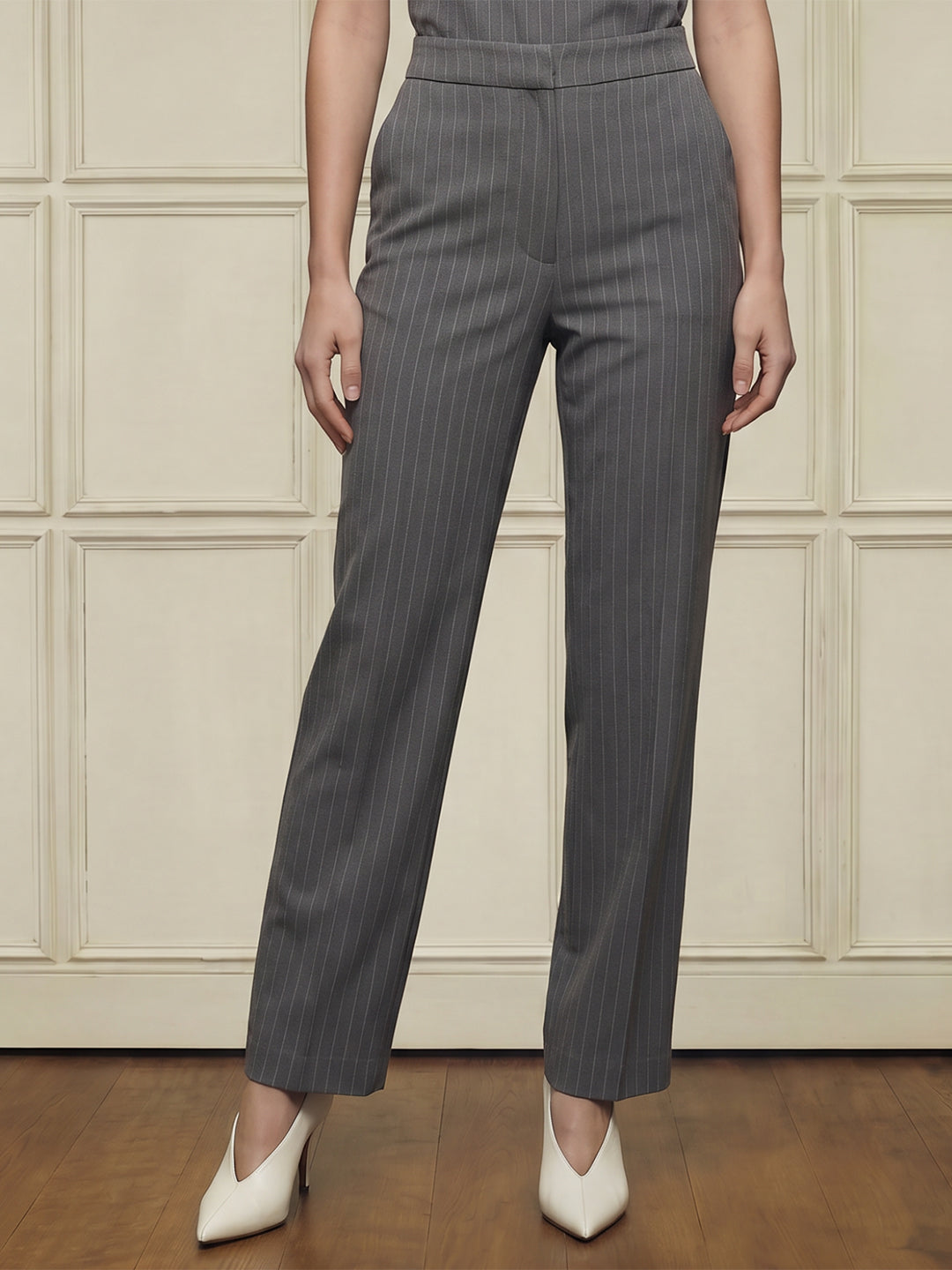 Pinstripe High Rise Trousers