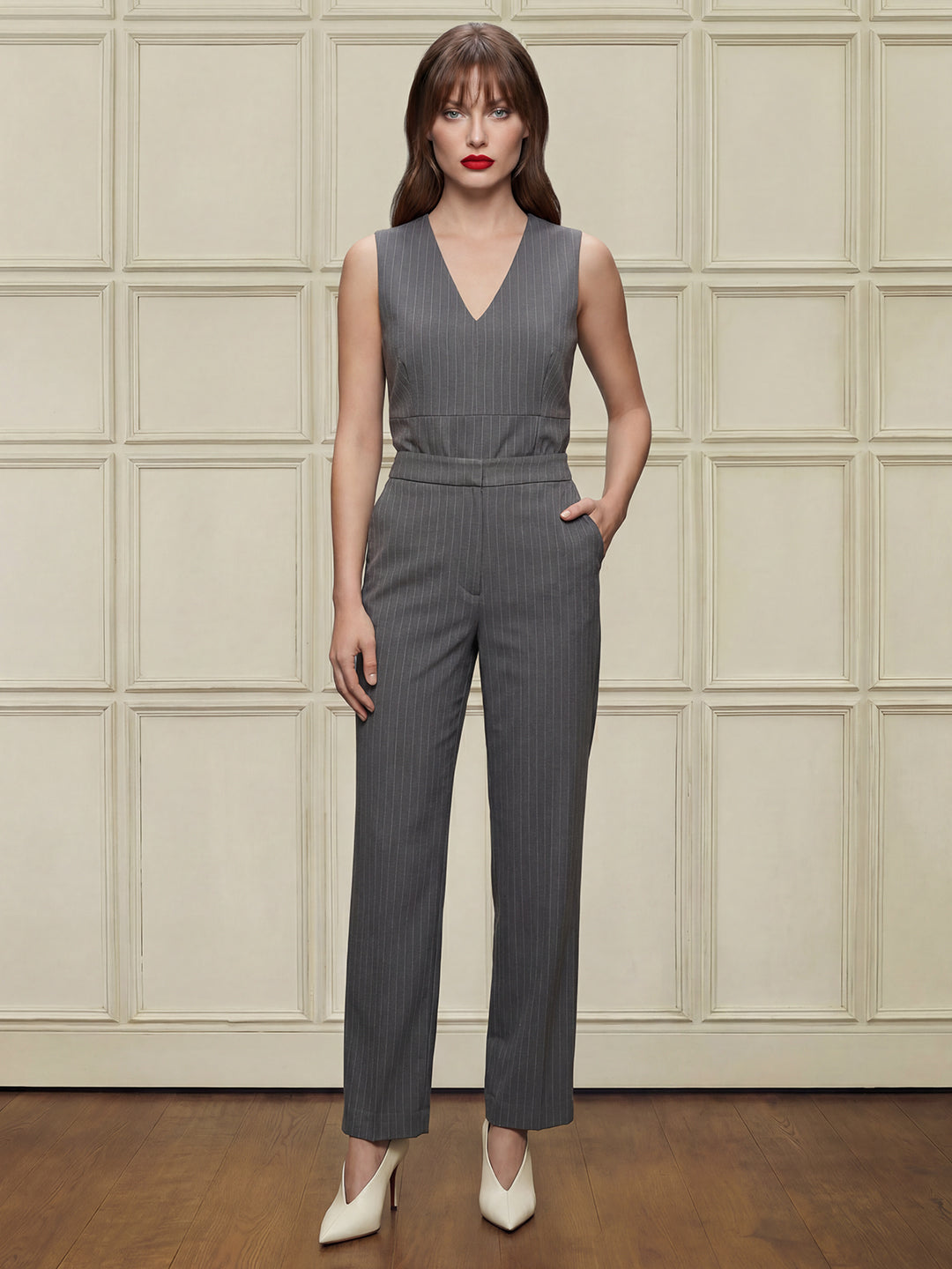 Pinstripe High Rise Trousers