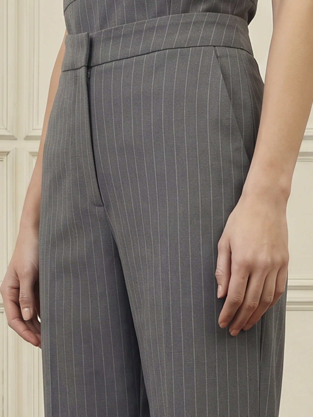 Pinstripe High Rise Trousers