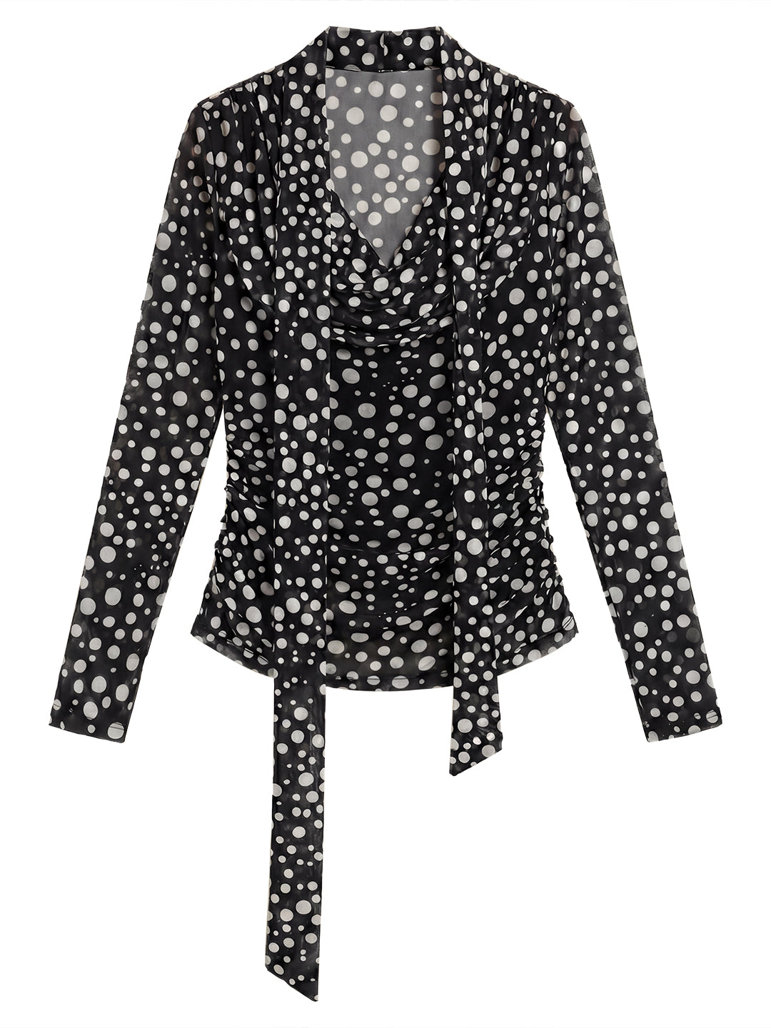 Polka Dot Fluid Cowl Neck Top