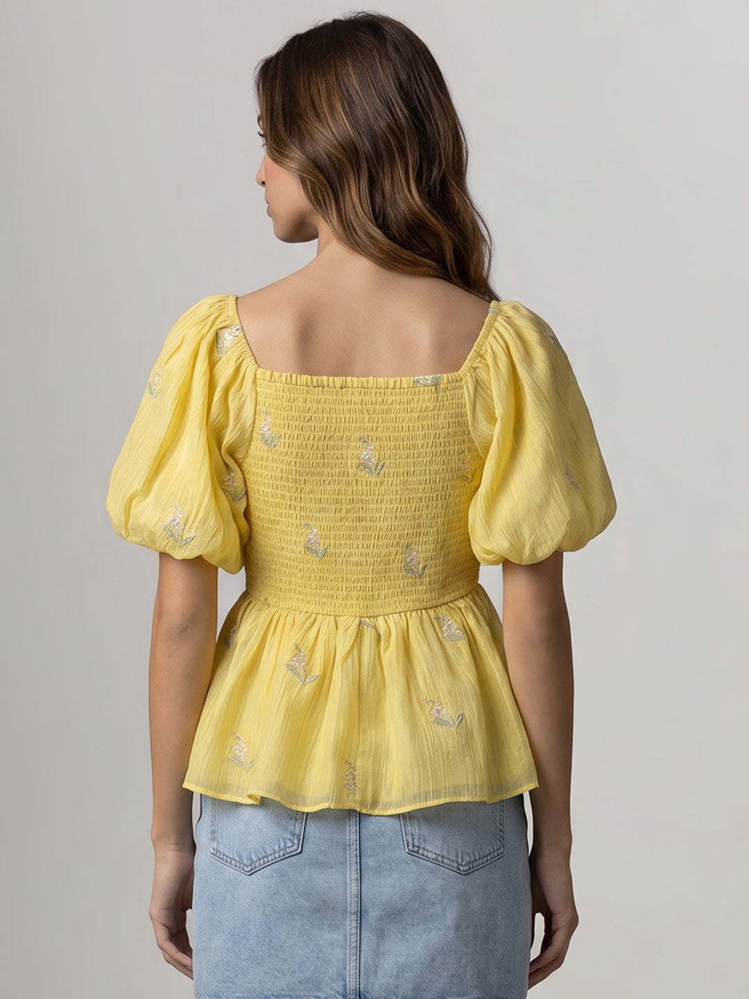 Yellow Embroidered Top