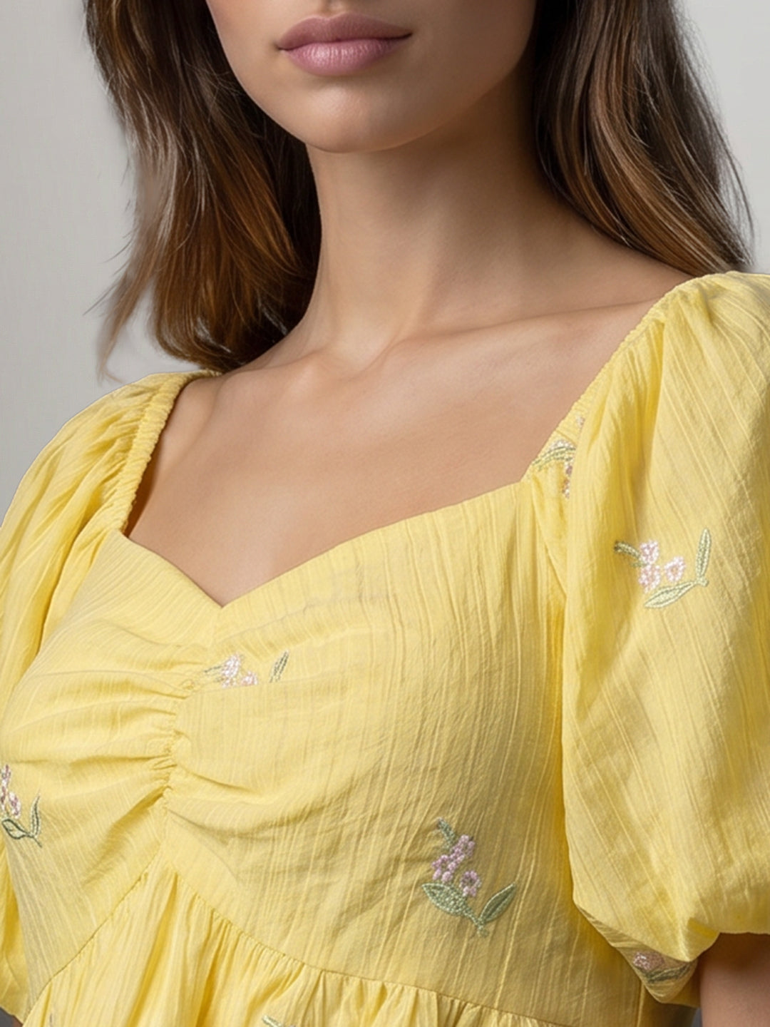 Yellow Embroidered Top