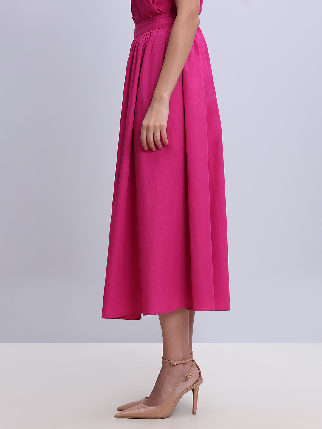 Fuchsia Pink Midi Skirt