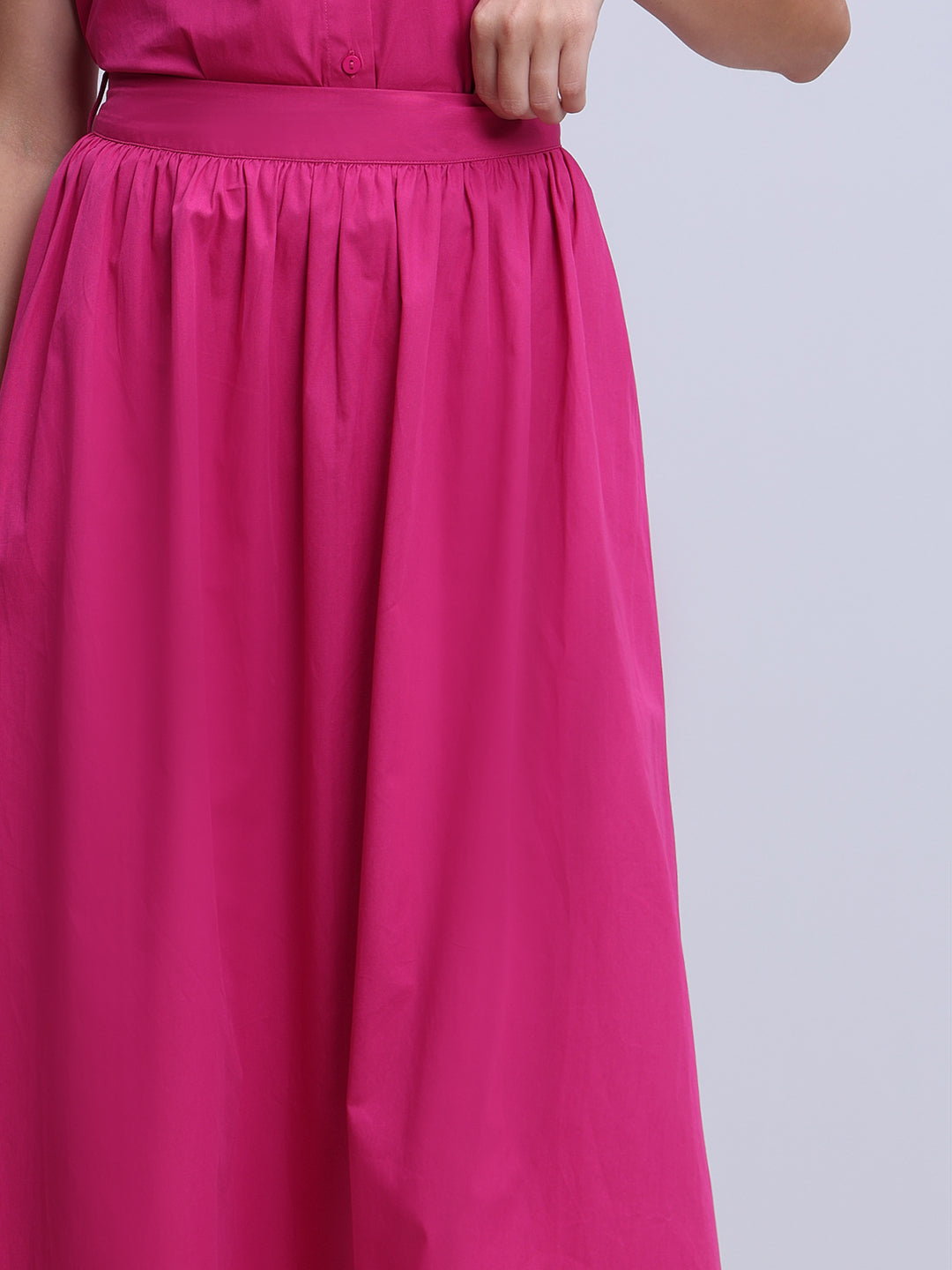 Fuchsia Pink Midi Skirt