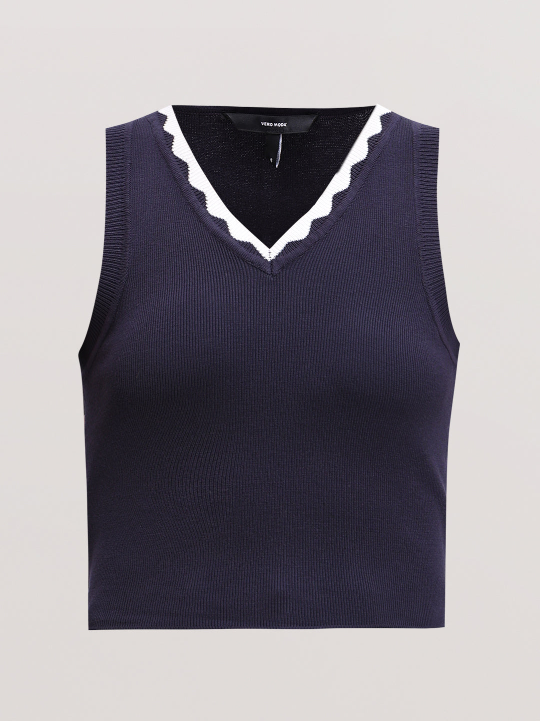 Navy Blue V-Neck Top