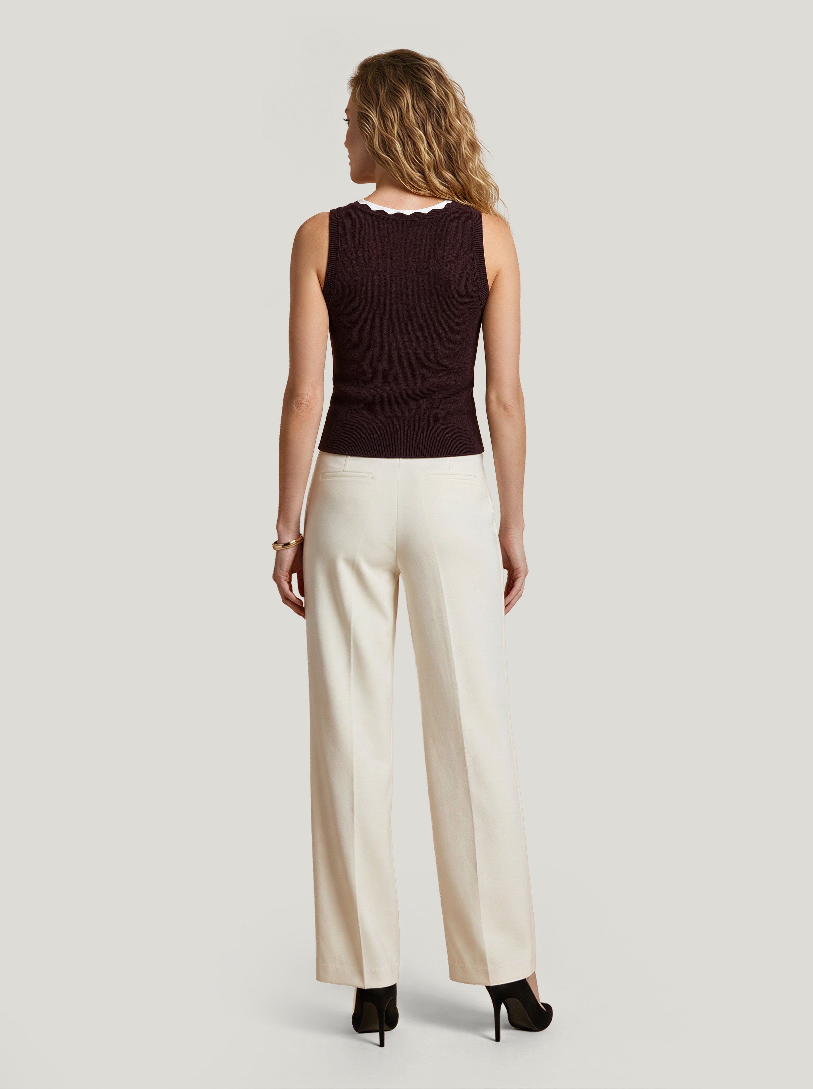 Dark Brown V-Neck Top