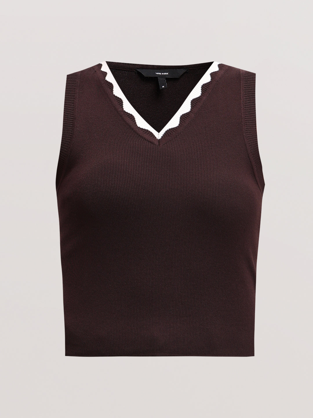 Dark Brown V-Neck Top