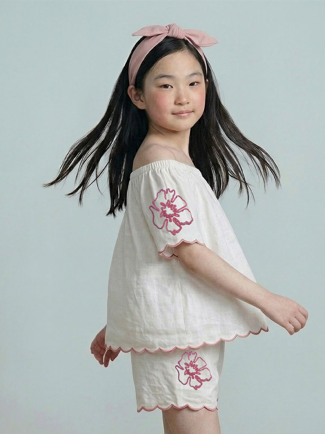 GIRLS Embroidered Off-Shoulder Top