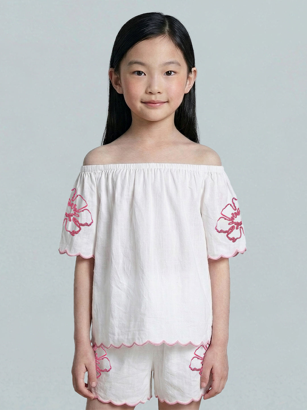 GIRLS Embroidered Off-Shoulder Top