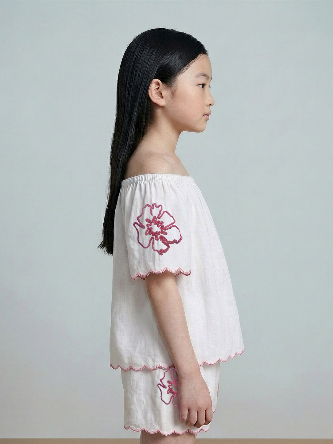 GIRLS Embroidered Off-Shoulder Top